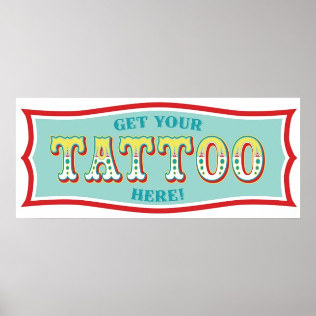 Pôster Tattoo Booth Sign for Carnival Themed Birthday BL (Frente)