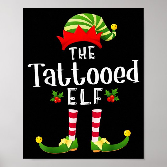 Poster Tattooed Christmas Elf Matching Pajama X-mas Party (Frente)