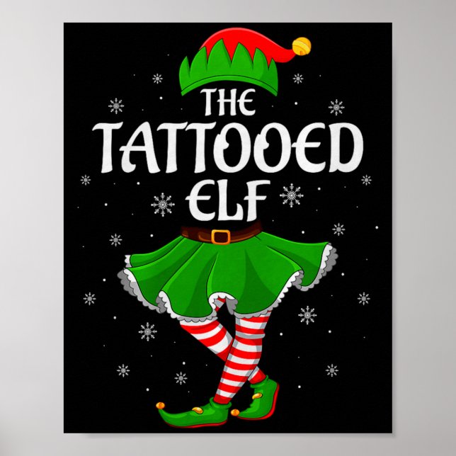 Poster Tattooed Elf Christmas Family Girls Women Elf Squa (Frente)