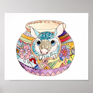 Poster Tatu-bebê da arte popular hispânica