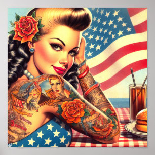 Poster Tatuagem American Girl