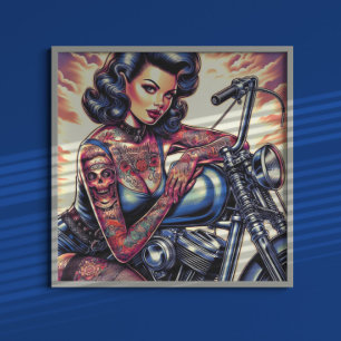 Poster Tatuagem Biker Girl