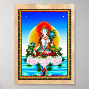 Pôster Tatuagem branco de Tara do thangka tibetano