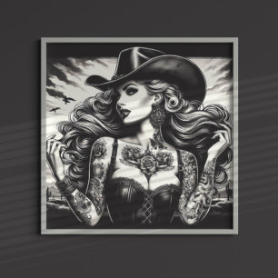 Poster Tatuagem Cowgirl