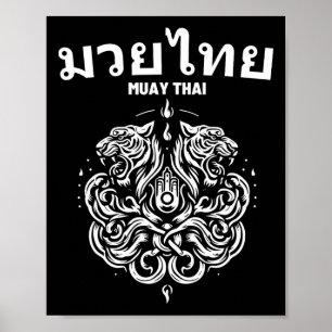 Poster Tatuagem de Arte Muay Thai Sak Yant Tigre Gêmeo Ki