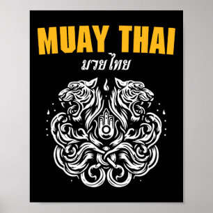 Poster Tatuagem de Arte Muay Thai Sak Yant Tigre Gêmeo Ki