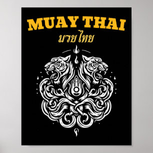 Poster Tatuagem de Arte Muay Thai Sak Yant Tigre Gêmeo Ki