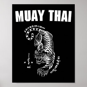 Poster Tatuagem de Arte Sak Yant de Muay Thailand Tiger K