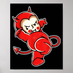 Poster Tatuagem de Chifres de Demônio Diabo Kewpie Bebê