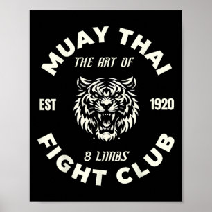 Poster Tatuagem de luta de MMA Muay Thai Tigre Arte dos 8