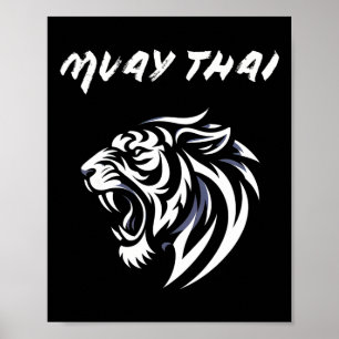 Poster Tatuagem de luta de Muay Thai Mma Tigre Rugido Kic