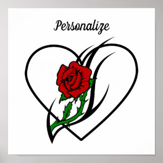 Poster Tatuagem de rosa vermelha
