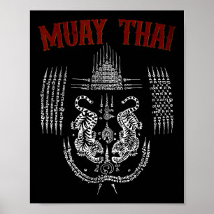 Poster Tatuagem de Sak Yant Muay Thai Kickboxing Cultura 