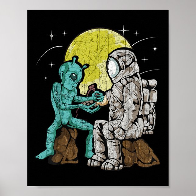 Poster Tatuagem de tatuagem de alienígena do astronauta (Frente)