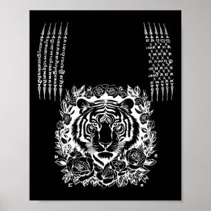 Poster Tatuagem de Tigre Muay Thai Kickboxing Cultural As