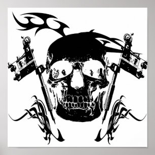 Pôster Tatuagem do crânio