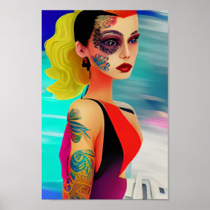Poster Tatuagem feminina face 2
