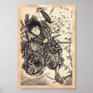 Pôster Tatuagem japonês da tinta do demónio do vintage