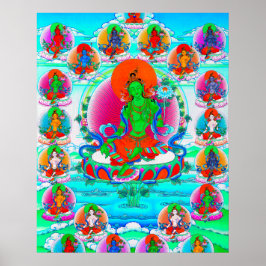 Poster Tatuagem legal oriental tibetana thangka Green Tar