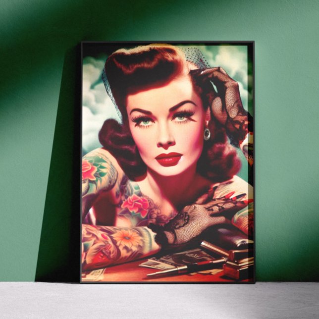 Poster Tatuagem retrô Pin-up (Criador carregado)