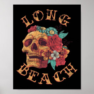 Poster Tatuagem Vintage Long Beach California Ca Ink Cave
