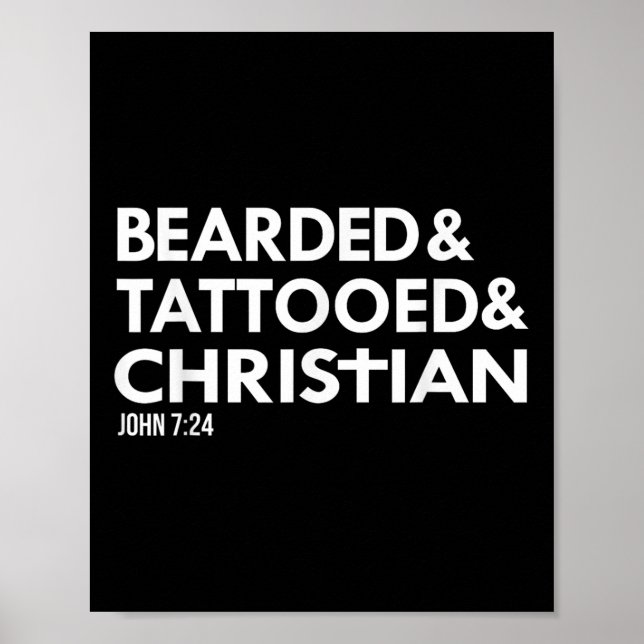 Poster Tatuagens De Barba Engraçada Cristã (Frente)