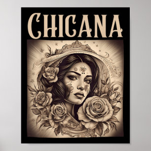 Poster Tatuagens do estilo Chicana Roubam Mulheres Mexica