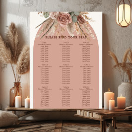 Poster Taupe ivory pampas grass wedding seating chart