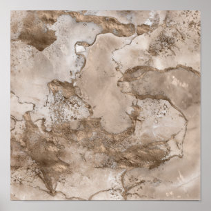 Poster Taupe marble and gold abstract