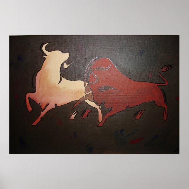 Poster Taurean Bulls Animal Art (Frente)