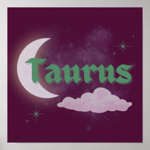 Poster Taurus Celestial Moon Stars Astrologia Arte