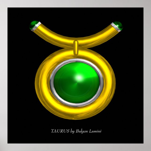 PÔSTER TAURUS/DOURADO,VERDE EMERALD ZODIAC SINAL JEWEL (Frente)