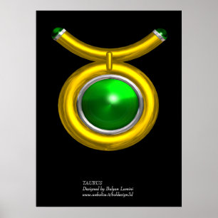 PÔSTER TAURUS/DOURADO,VERDE - SINAL ZODIAC JOWEL