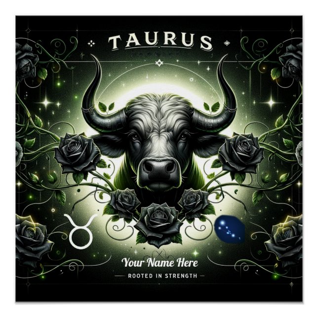 Pôster Taurus "Enraizado em Força" Poster brilhante (Frente)