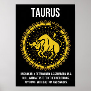 Poster Taurus - Horoscópio, Engraçado Sinal Zodíaco Humor