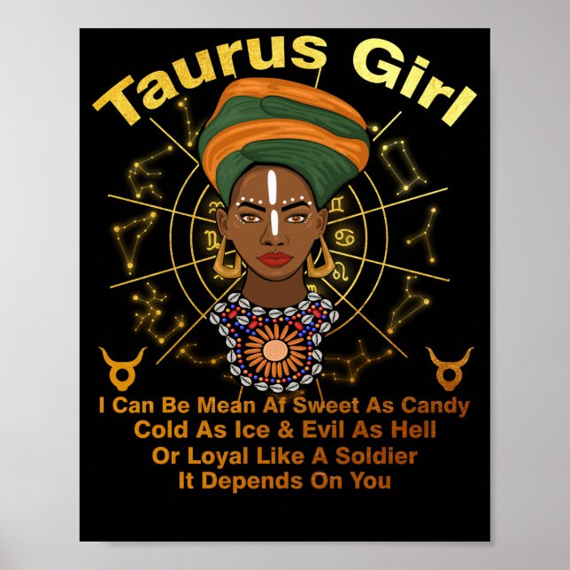 Poster Taurus Queen Sweet Como Adormecidas Negras de Aniv (Frente)