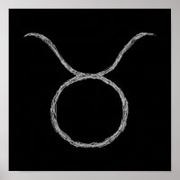 Taurus. Sinal de Astrologia Zodíaca. Branco.