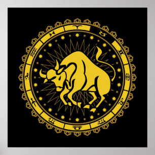 Poster Taurus - Sinal Zodiac - Símbolo - Horoscópio