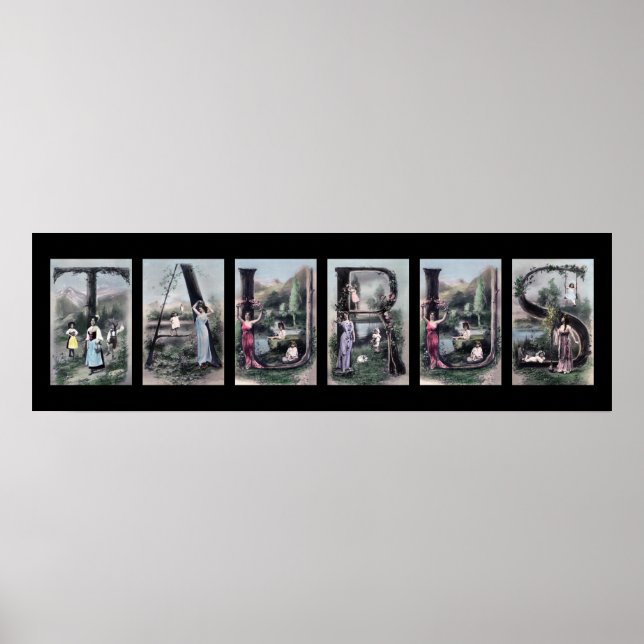 Poster TAURUS Vintage - Letra alfabética Zodiac - Sinal d (Frente)