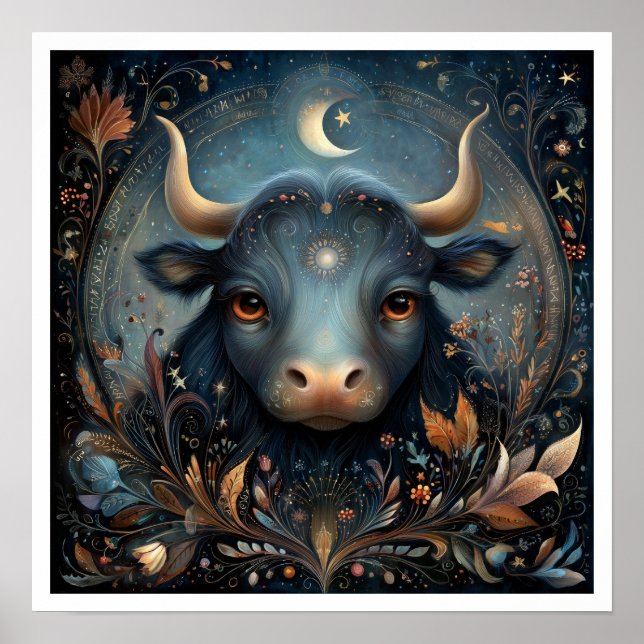 Poster Taurus Zodiac Birth Sign Astrology Celestial (Frente)