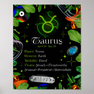 Poster Taurus Zodiac - Sinal de estrela Y2K preto 4:5 Pos