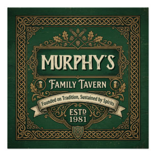 Pôster Taverna Familiar Personalizada Pub Irlandês Vintag