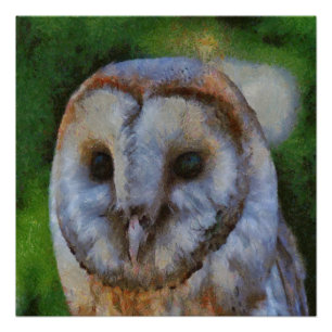 Pôster Tawny Owl Em Arte Pointilística
