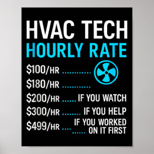 Poster Taxa horária do técnico de Hvac engraçado trabalho