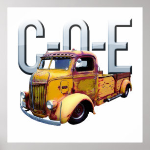 Pôster Táxi antigo resistido sobre o caminhão de entreg