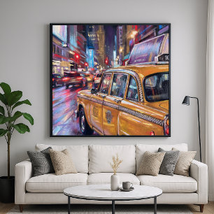 Poster Táxi Noturno Cidade - Estilo Artístico Impressioni