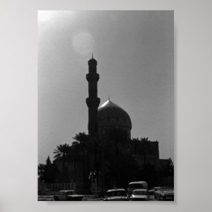 Poster Táxis da mesquita de Bagdá no Iraque vintage