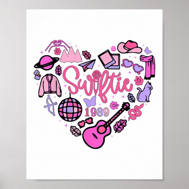 Poster Taylor Heart First Name Personalised Birthday Girl (Frente)