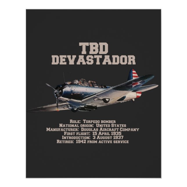 Pôster TBD Devastator | WW2 Plane (Frente)