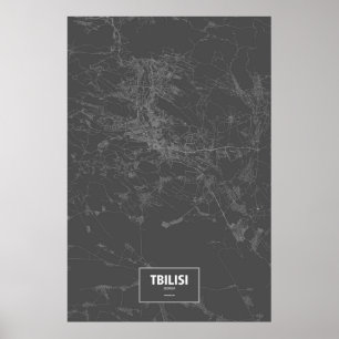 Poster Tbilisi, Geórgia (branco no preto)